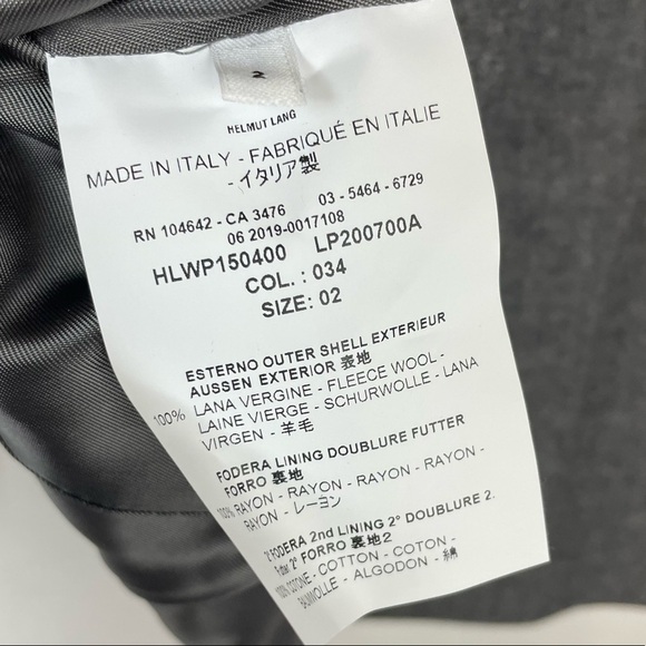 HELMUT LANG Woman’s size 2 Heathered 2-button wool blazer Grey Career Wear - Picture 5 of 8